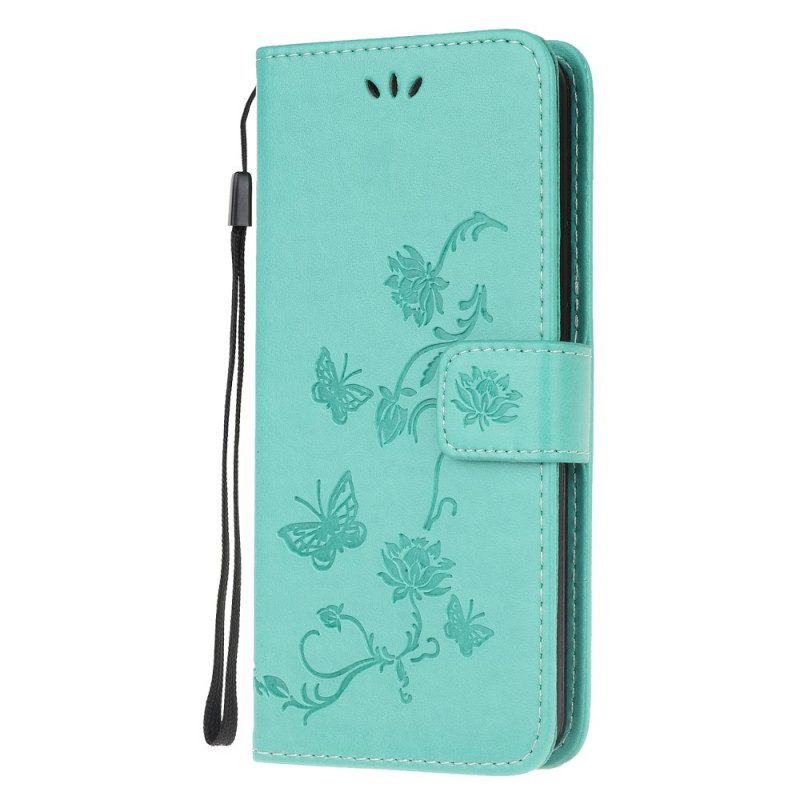 Custodia in pelle Samsung Galaxy M32 Cinturino Fiori