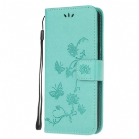 Custodia in pelle Samsung Galaxy M32 Cinturino Fiori