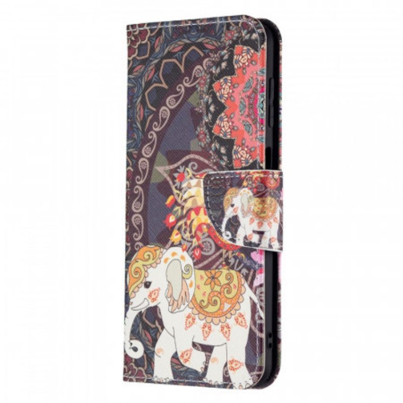 Custodia in pelle Samsung Galaxy M32 Elefante Indiano