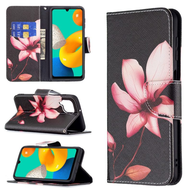 Custodia in pelle Samsung Galaxy M32 Fiore Rosa