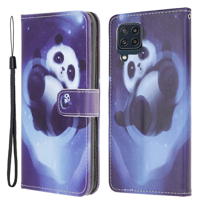 Custodia in pelle Samsung Galaxy M32 Panda Space Con Cordino