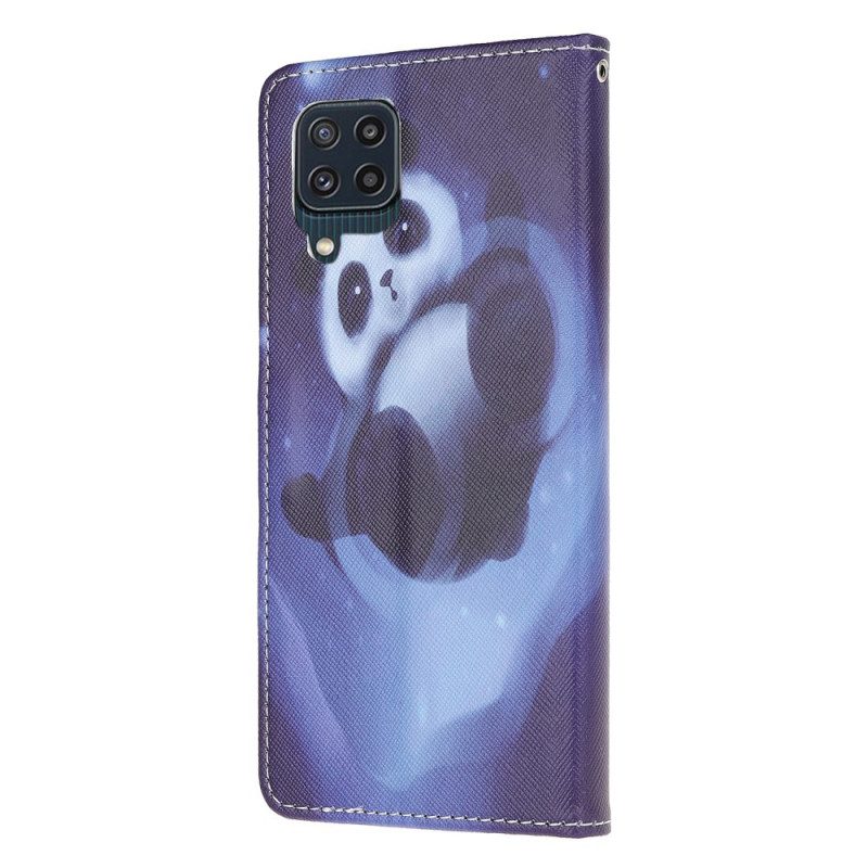 Custodia in pelle Samsung Galaxy M32 Panda Space Con Cordino