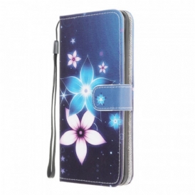 Folio Cover Samsung Galaxy M32 Cinturino Lunare Fiori