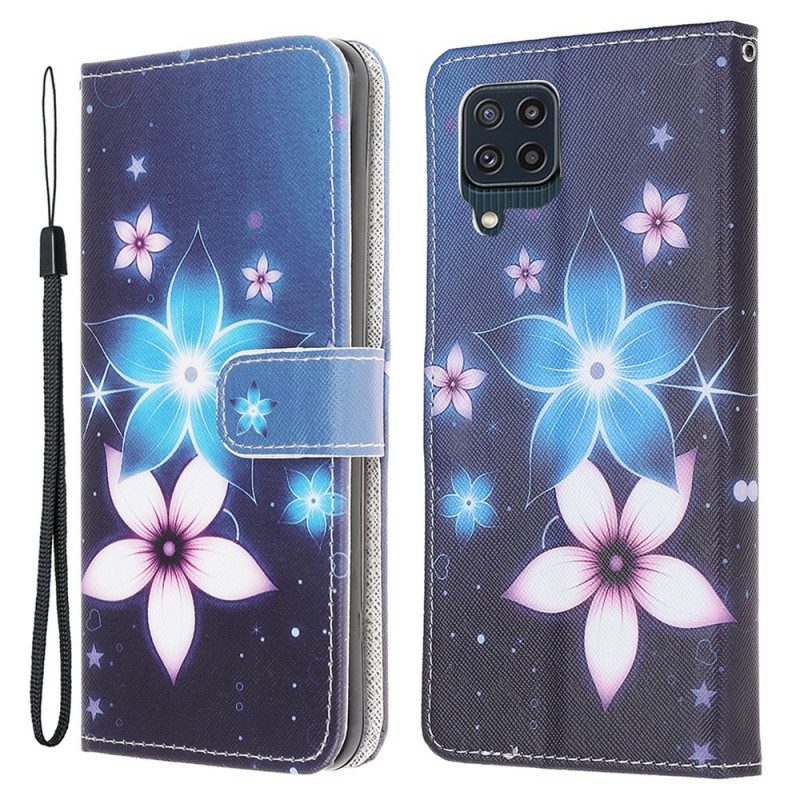 Folio Cover Samsung Galaxy M32 Cinturino Lunare Fiori