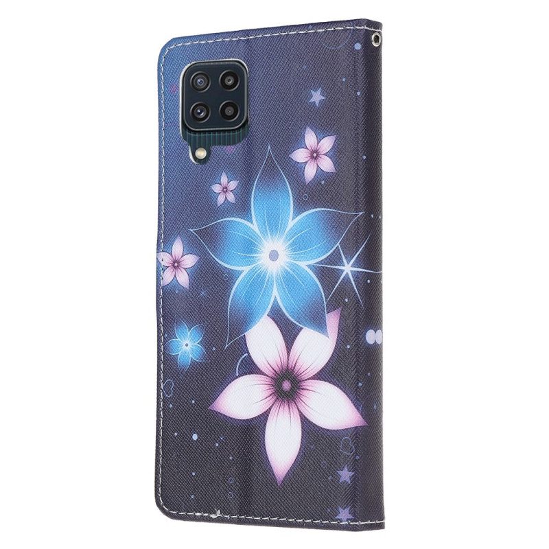 Folio Cover Samsung Galaxy M32 Cinturino Lunare Fiori