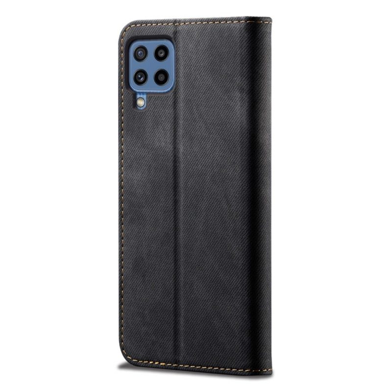 Folio Cover Samsung Galaxy M32 Custodia in pelle Tessuto Denim