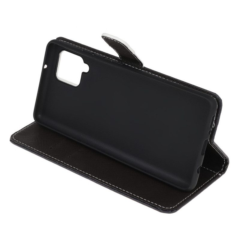 Folio Cover Samsung Galaxy M32 Strappy Occhi Di Gatto Nero