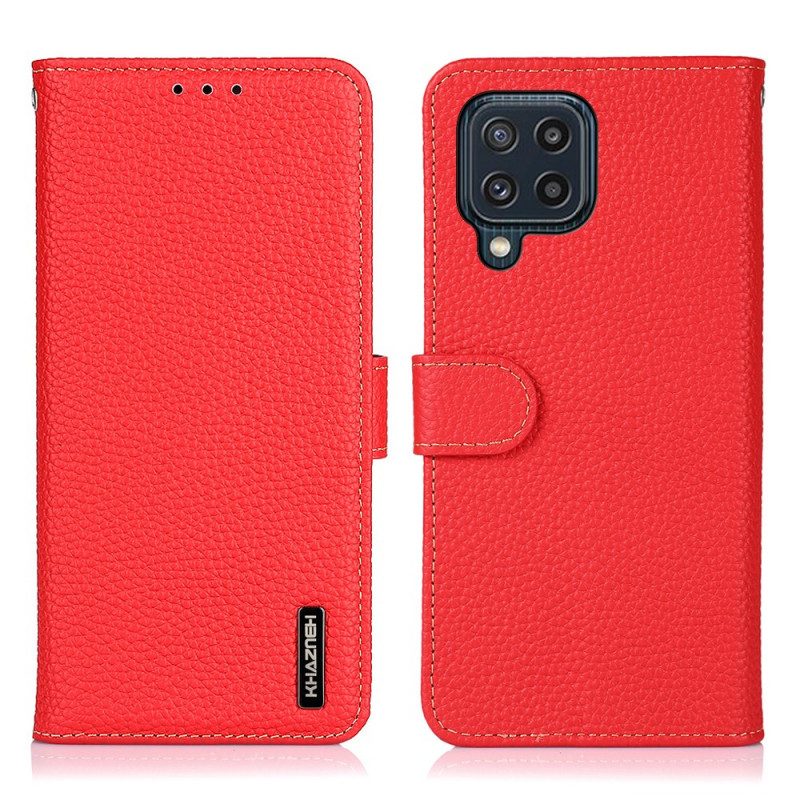 Folio Cover Samsung Galaxy M32 Vera Pelle Litchi Khazneh Rfid