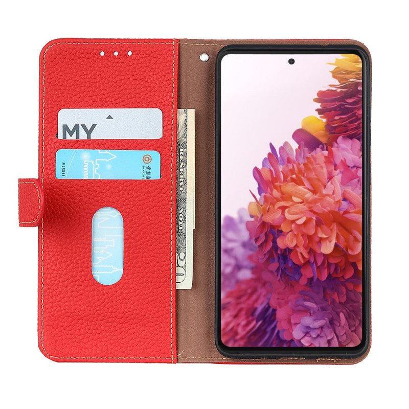 Folio Cover Samsung Galaxy M32 Vera Pelle Litchi Khazneh Rfid