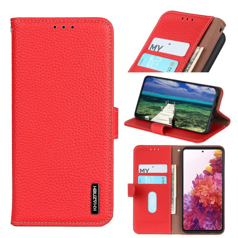 Folio Cover Samsung Galaxy M32 Vera Pelle Litchi Khazneh Rfid