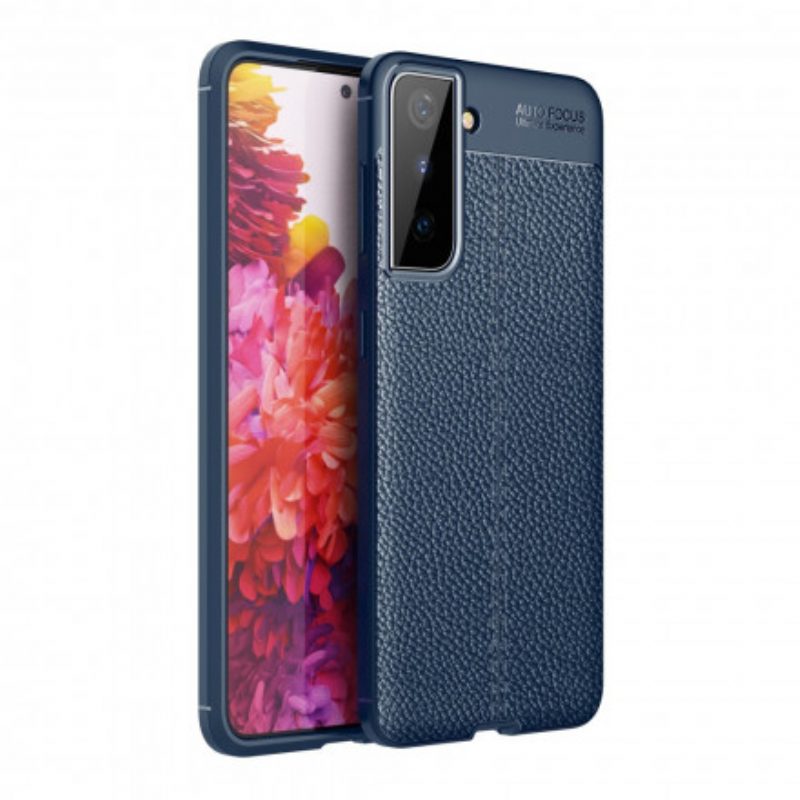 Cover Samsung Galaxy S21 Plus 5G Doppia Linea Litchi Effetto Pelle