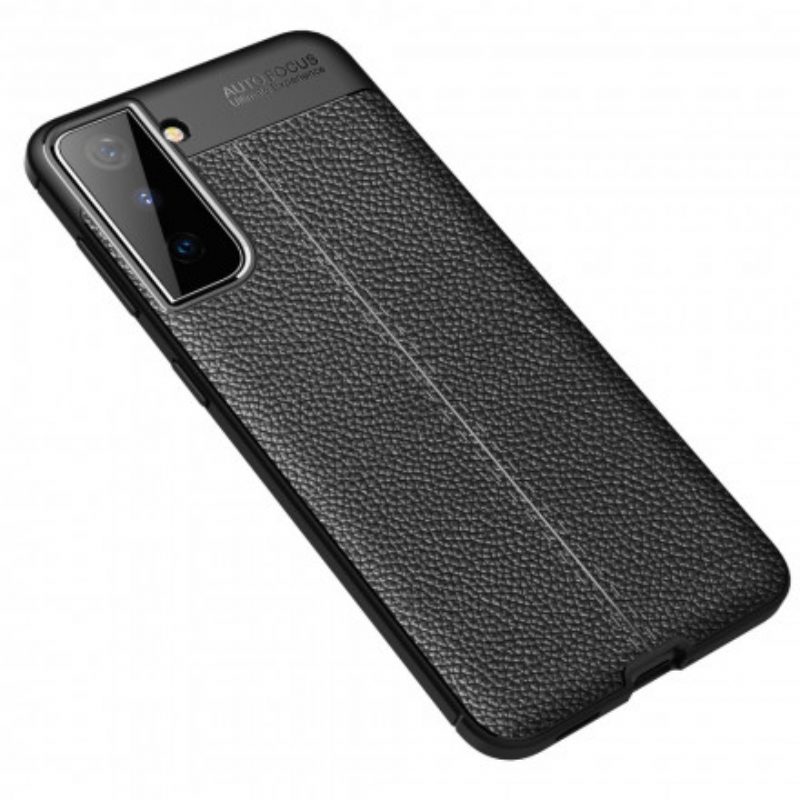 Cover Samsung Galaxy S21 Plus 5G Doppia Linea Litchi Effetto Pelle