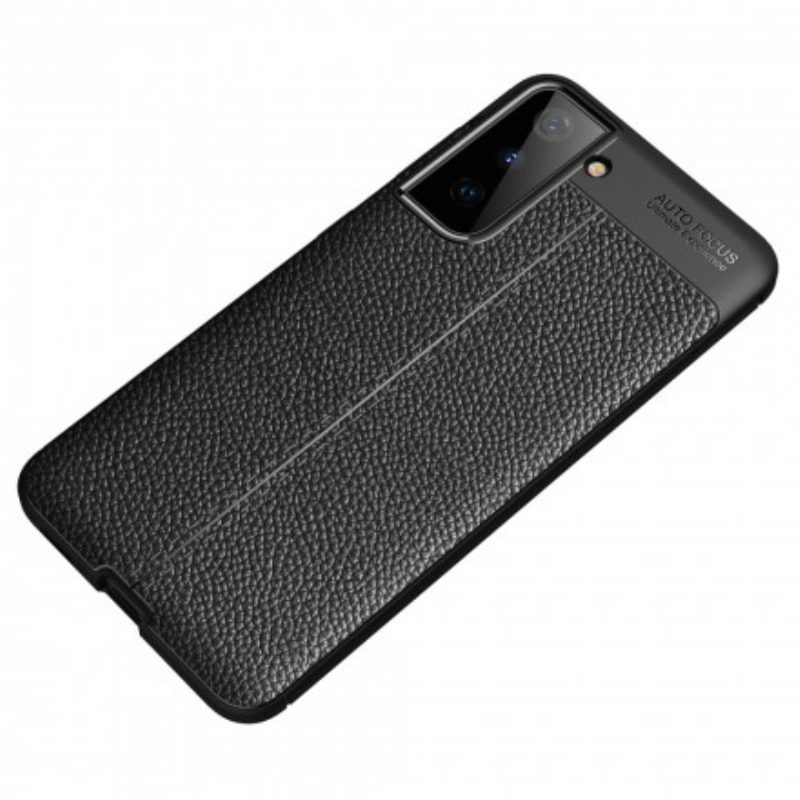 Cover Samsung Galaxy S21 Plus 5G Doppia Linea Litchi Effetto Pelle