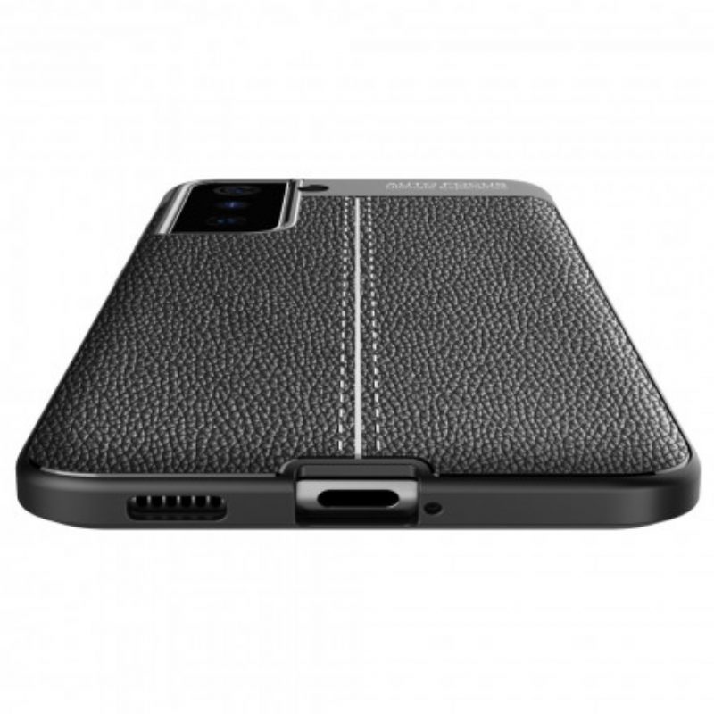 Cover Samsung Galaxy S21 Plus 5G Doppia Linea Litchi Effetto Pelle