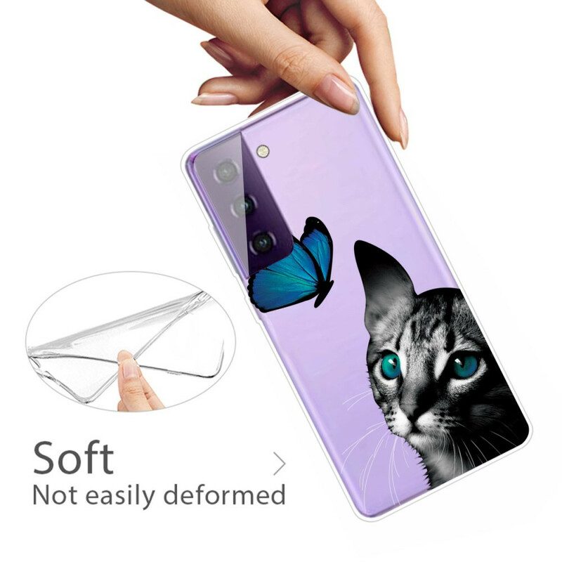 Cover Samsung Galaxy S21 Plus 5G Gatto E Farfalla