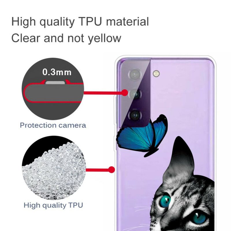 Cover Samsung Galaxy S21 Plus 5G Gatto E Farfalla