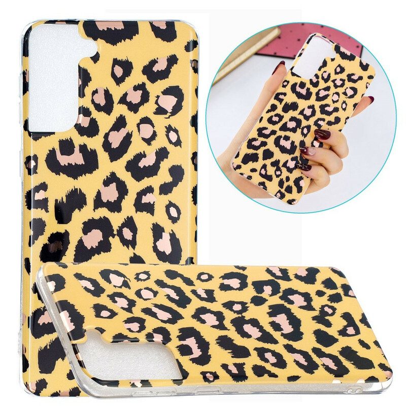 Cover Samsung Galaxy S21 Plus 5G Marmo Stile Leopardo