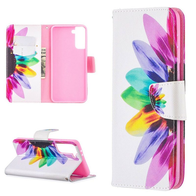 Custodia in pelle Samsung Galaxy S21 Plus 5G Fiore Dell'acquerello