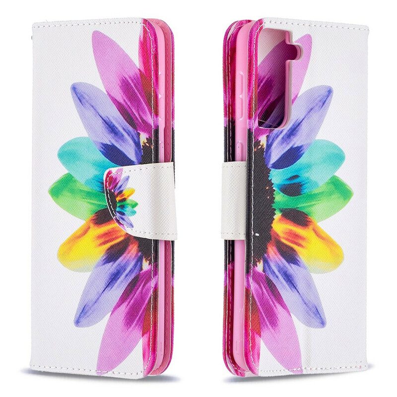 Custodia in pelle Samsung Galaxy S21 Plus 5G Fiore Dell'acquerello