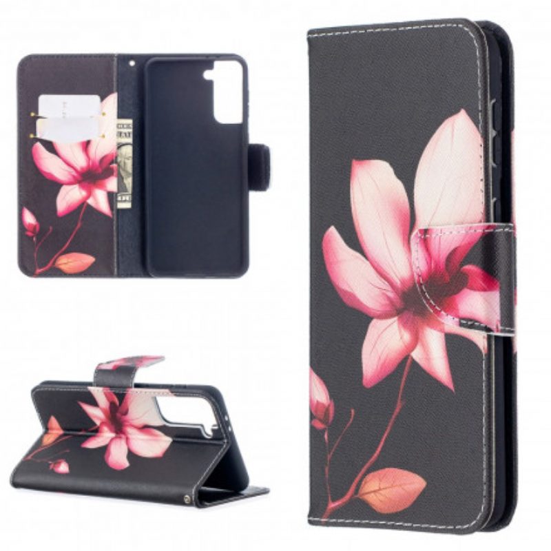 Custodia in pelle Samsung Galaxy S21 Plus 5G Fiore Rosa