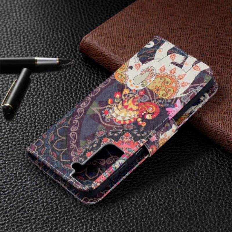 Custodia in pelle Samsung Galaxy S21 Plus 5G Mandala Di Elefanti Etnici