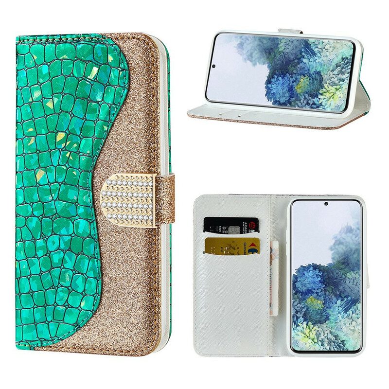 Folio Cover Samsung Galaxy S21 Plus 5G Diamanti Coccodrillo