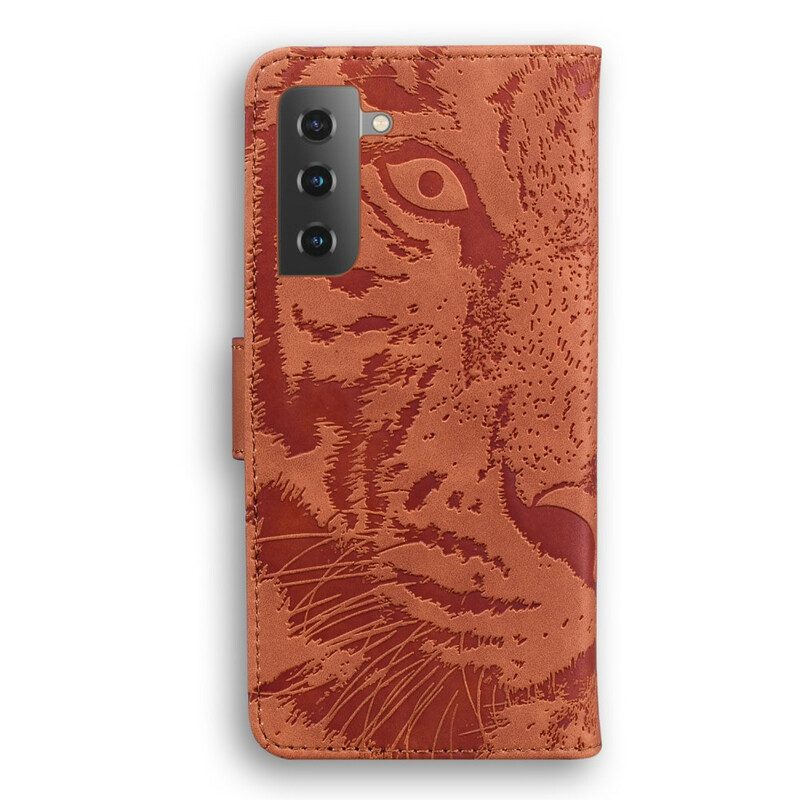 Folio Cover Samsung Galaxy S21 Plus 5G Stampa Faccia Di Tigre