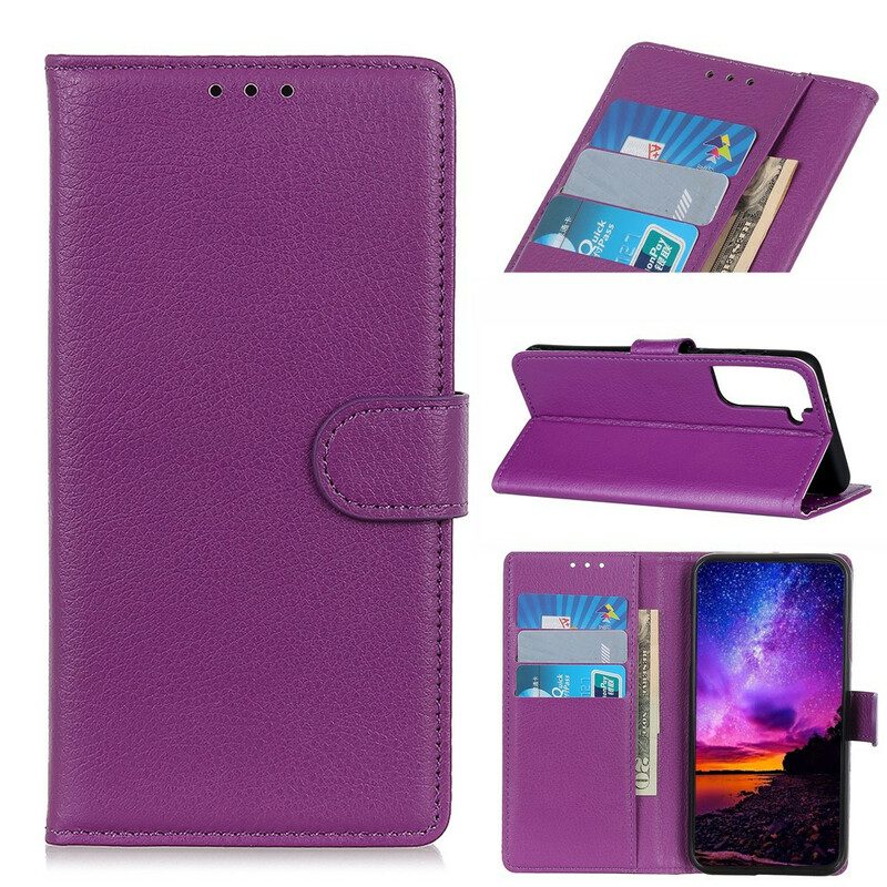 Folio Cover Samsung Galaxy S21 Plus 5G Trama Di Litchi