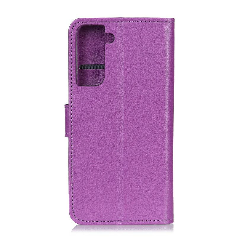 Folio Cover Samsung Galaxy S21 Plus 5G Trama Di Litchi