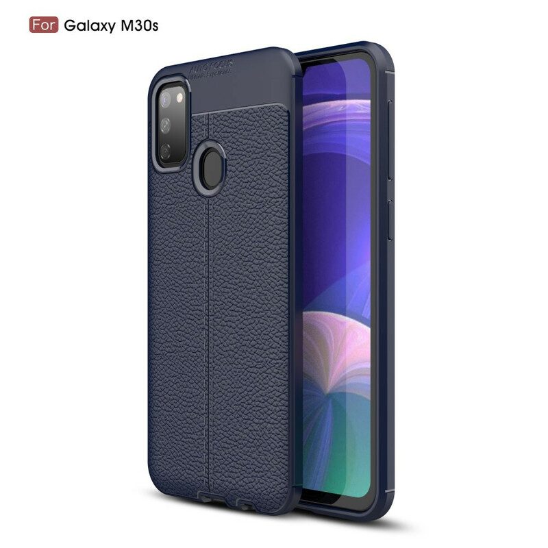 Cover Samsung Galaxy M21 Doppia Linea Litchi Effetto Pelle