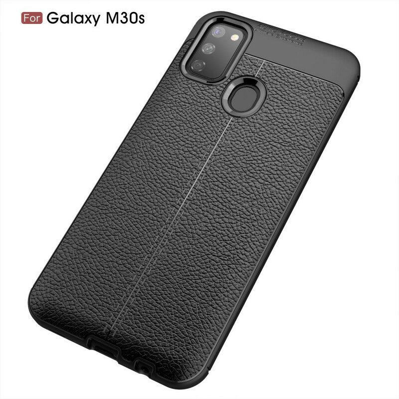 Cover Samsung Galaxy M21 Doppia Linea Litchi Effetto Pelle