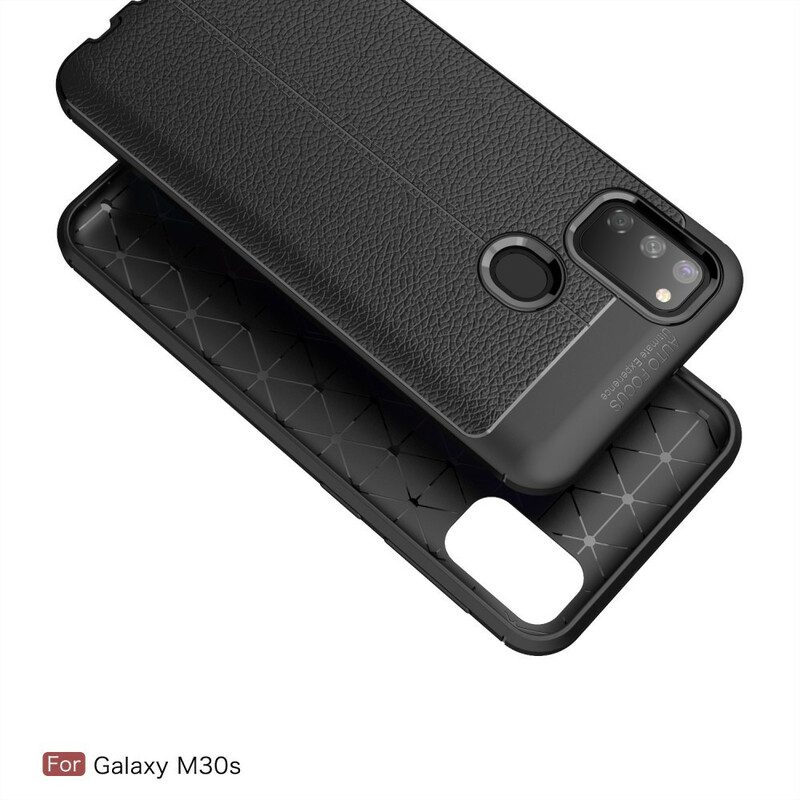 Cover Samsung Galaxy M21 Doppia Linea Litchi Effetto Pelle