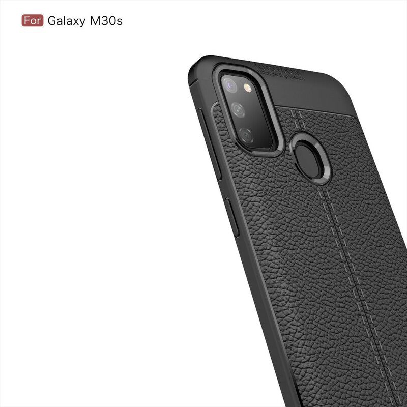 Cover Samsung Galaxy M21 Doppia Linea Litchi Effetto Pelle