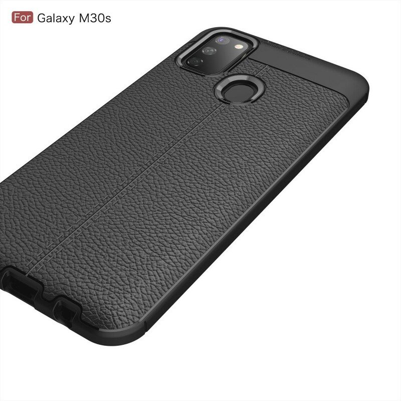 Cover Samsung Galaxy M21 Doppia Linea Litchi Effetto Pelle