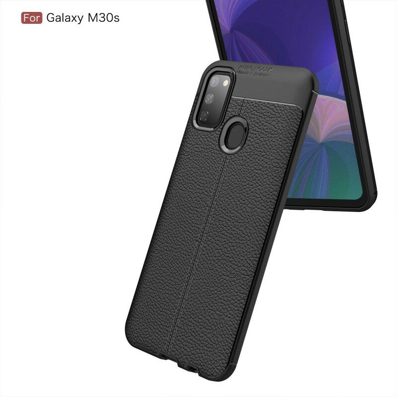 Cover Samsung Galaxy M21 Doppia Linea Litchi Effetto Pelle