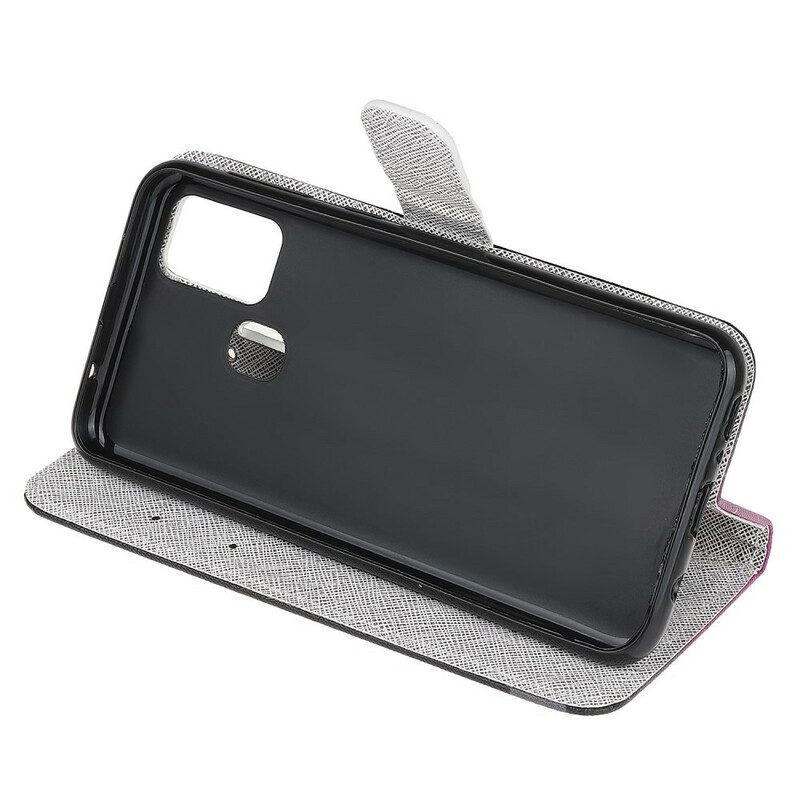 Custodia in pelle Samsung Galaxy M21 Farfalle Di Diamanti Strappy