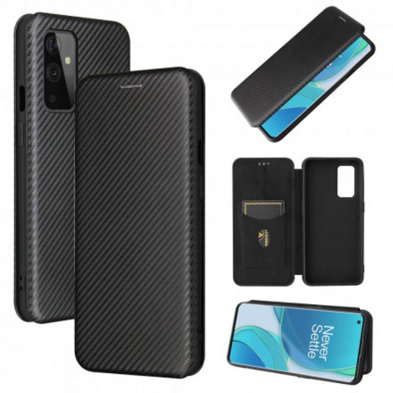 Folio Cover OnePlus 9 Custodia in pelle Carbonio Siliconico