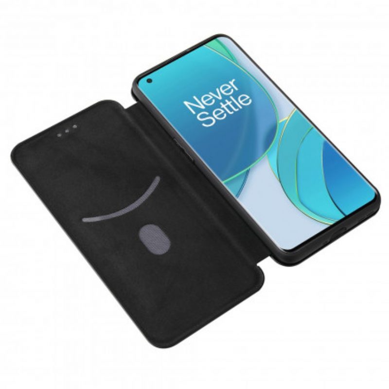 Folio Cover OnePlus 9 Custodia in pelle Carbonio Siliconico