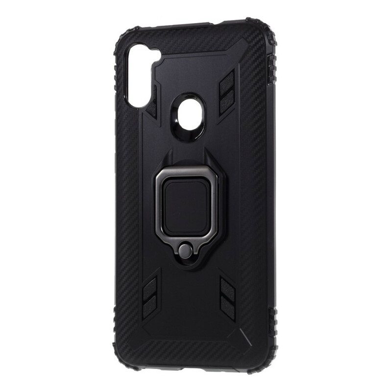 Cover Samsung Galaxy M11 Anello E Fibra Di Carbonio