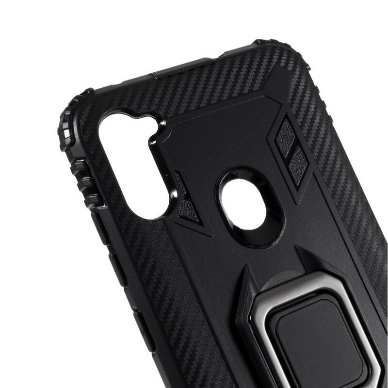 Cover Samsung Galaxy M11 Anello E Fibra Di Carbonio