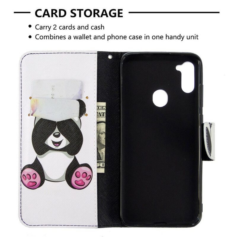 Custodia A Portafoglio Samsung Galaxy M11 Divertimento Panda