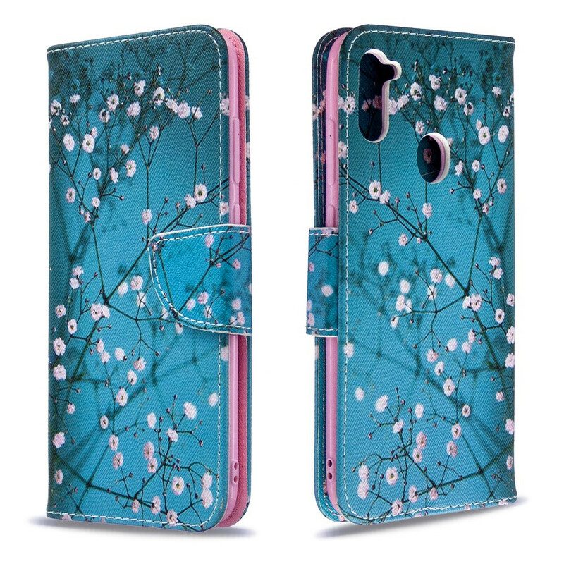 Custodia in pelle Samsung Galaxy M11 Albero In Fiore