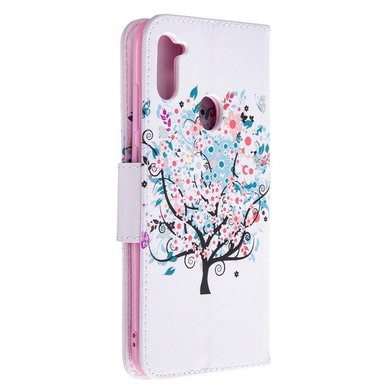 Custodia in pelle Samsung Galaxy M11 Albero Fiorito