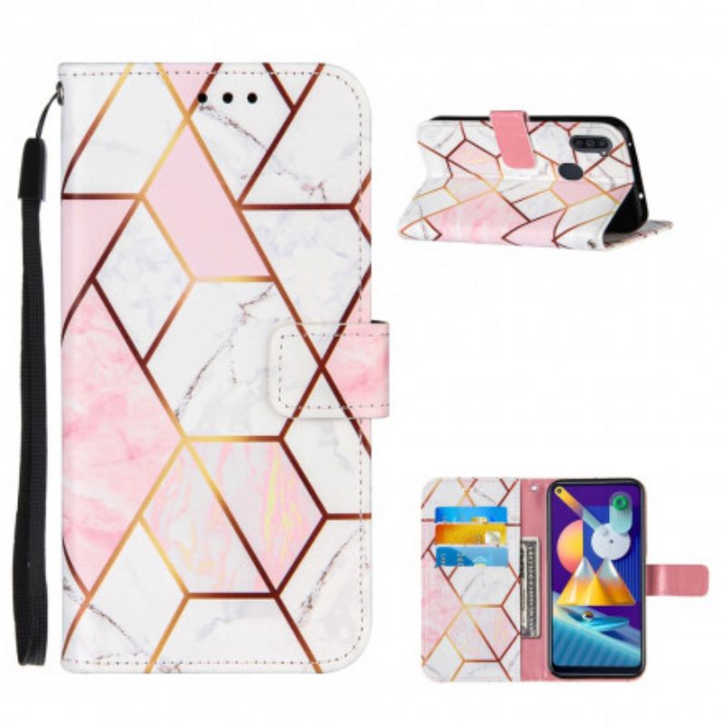 Custodia in pelle Samsung Galaxy M11 Marmo Geometrico