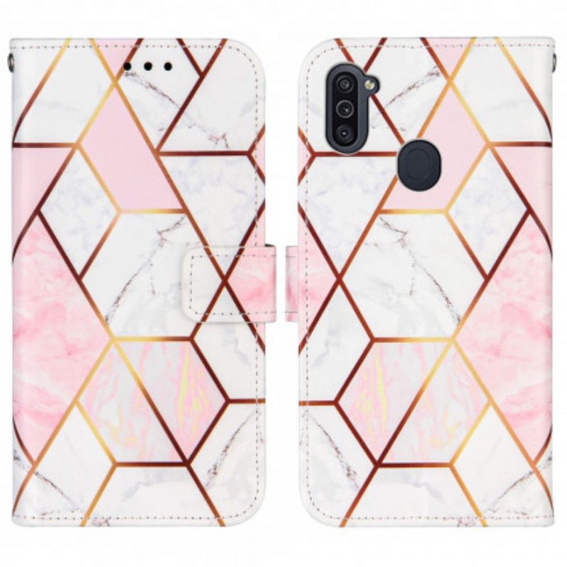 Custodia in pelle Samsung Galaxy M11 Marmo Geometrico