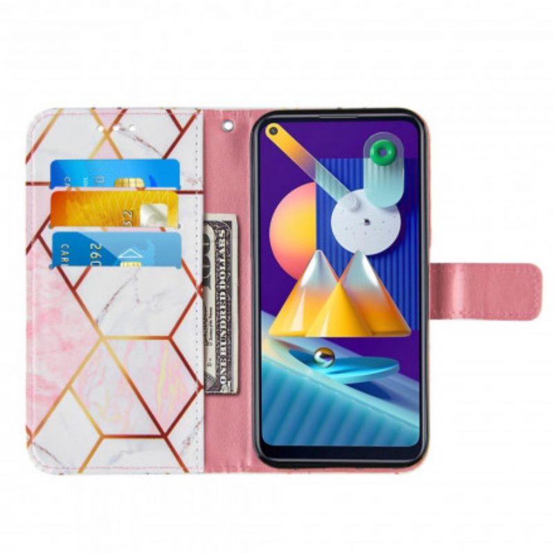 Custodia in pelle Samsung Galaxy M11 Marmo Geometrico