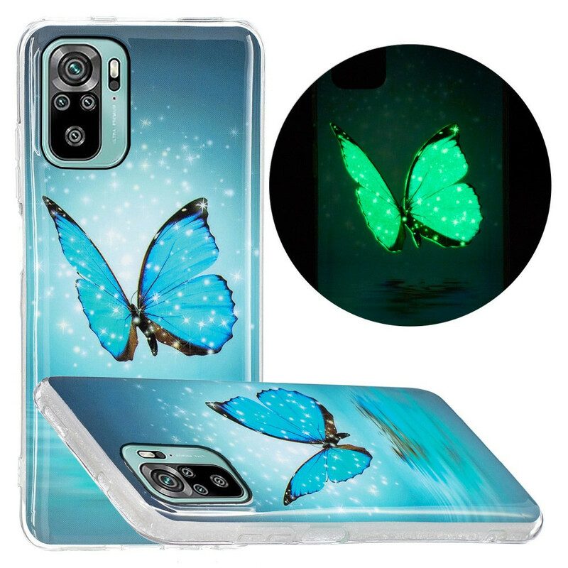 Cover Poco M5s Farfalla Blu Fluorescente