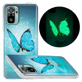 Cover Poco M5s Farfalla Blu Fluorescente