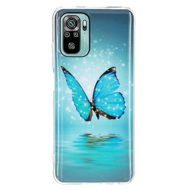 Cover Poco M5s Farfalla Blu Fluorescente