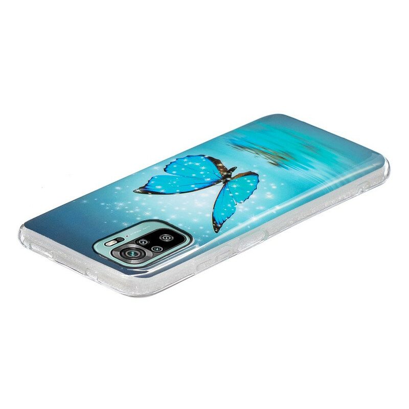 Cover Poco M5s Farfalla Blu Fluorescente